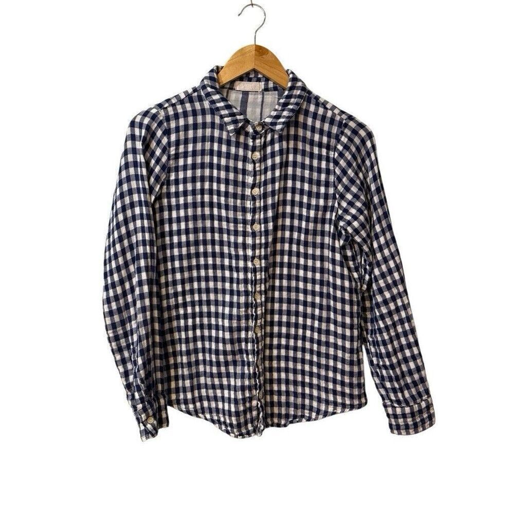CP Shades Shirt Womens XS Blue Plaid Double Cloth Cotton Button Front USA